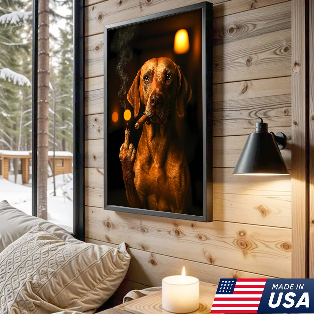 Funny Smoking Dog Canvas – Badass Gift for Hunters & Dog Lovers