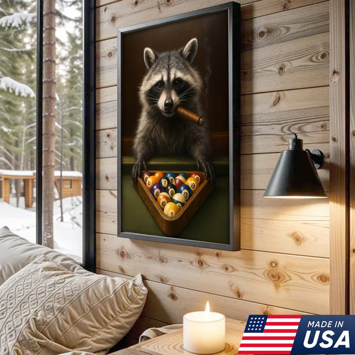 Funny Raccoon Pool Player Canvas – Perfect Gift for Billiards Lovers & Outdoors Men