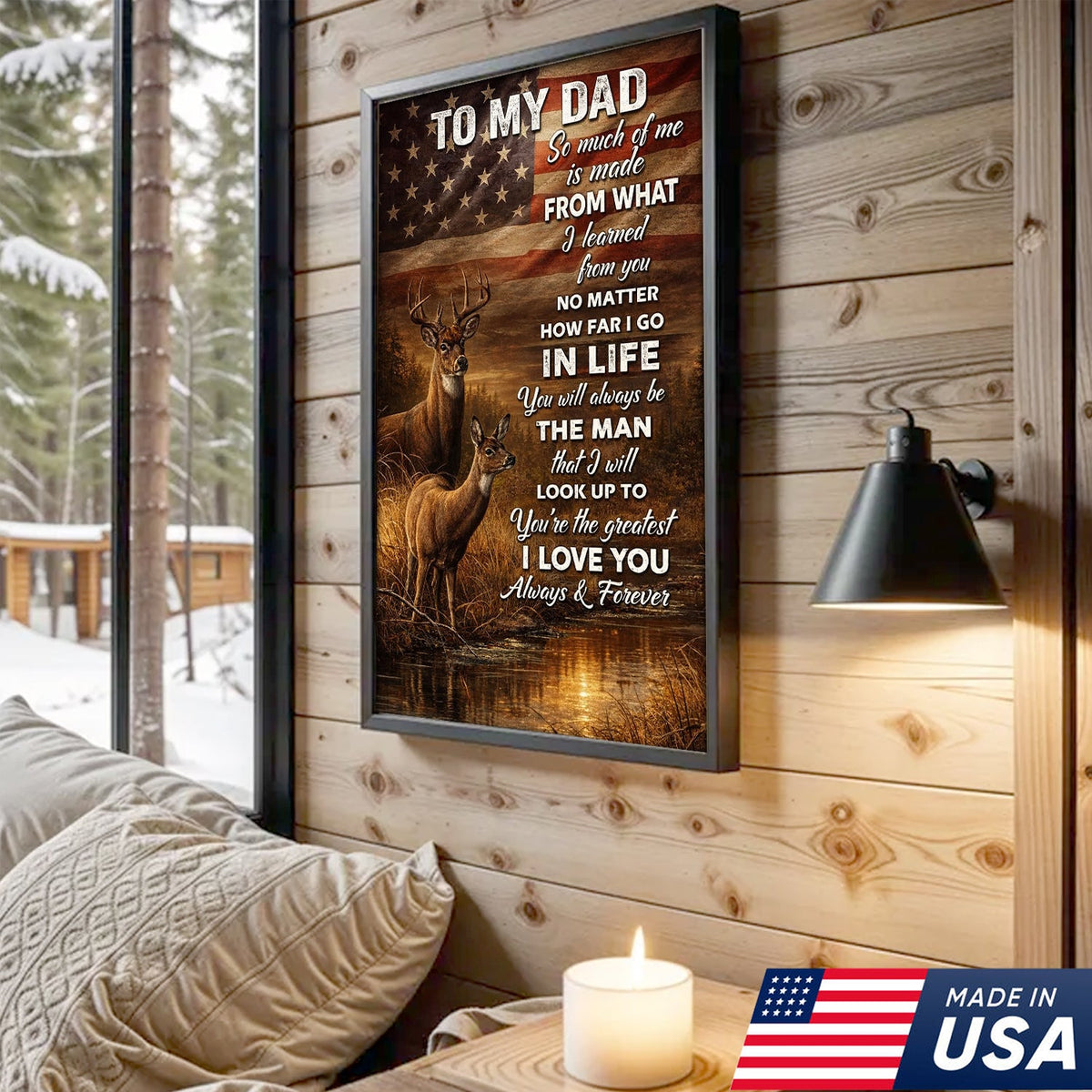 To My Dad Deer Canvas Wall Art – Father Appreciation Gift from Son or Daughter