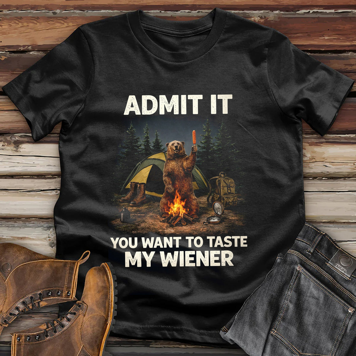 Funny Camping Bear T-Shirt product image 1