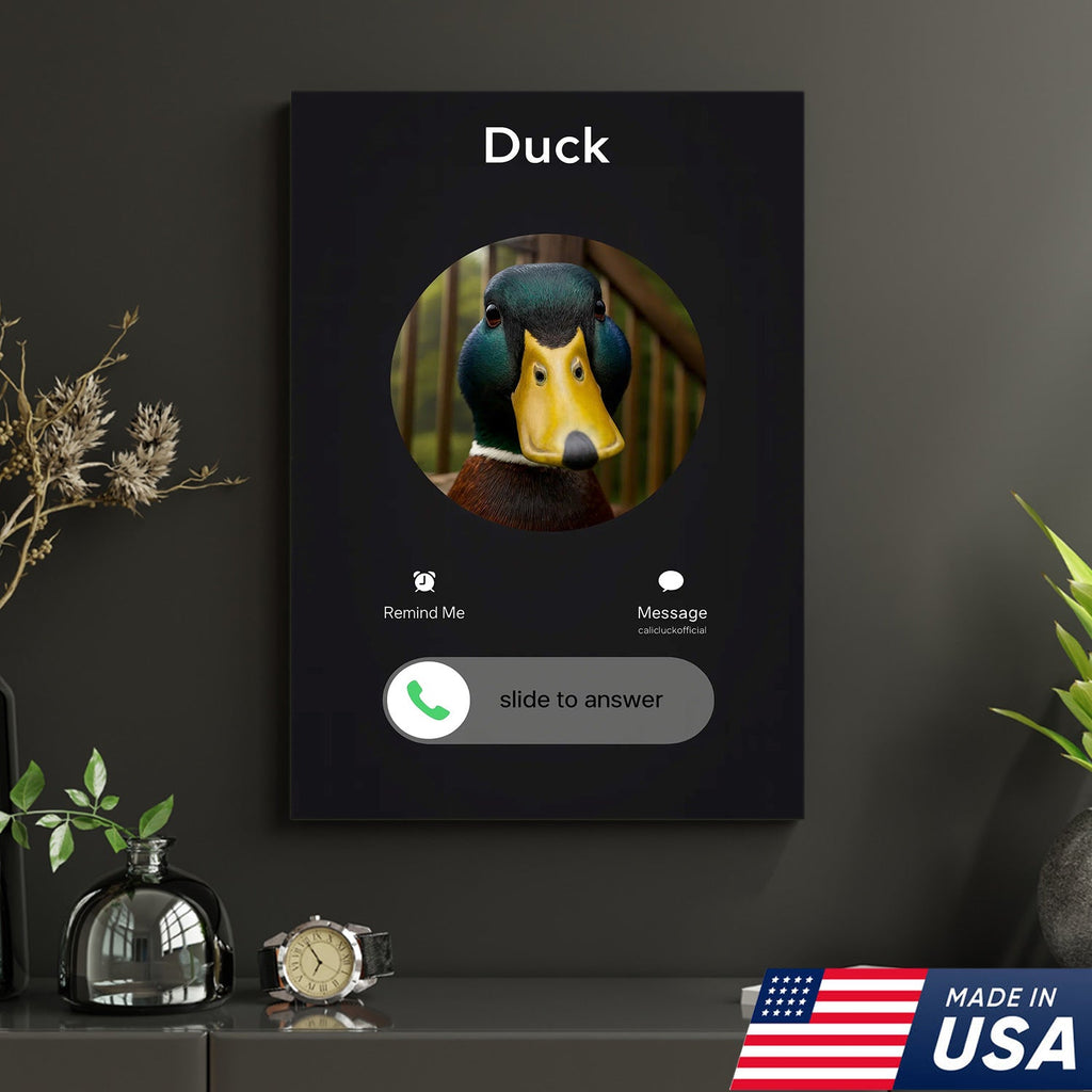 Funny Duck Calling Canvas – Hilarious “Incoming Call from Duck” Wall Art for Farmhouse