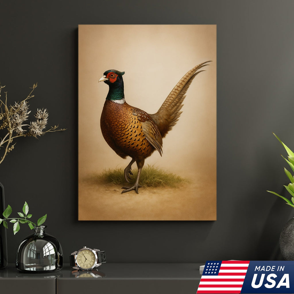 Pheasant Wall Art – Rustic Hunting Bird Canvas Print for Cabin, Lodge & Farmhouse Decor
