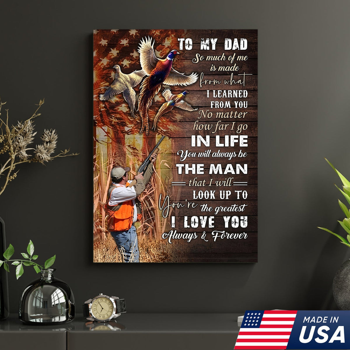 Personalized To My Dad Hunting Canvas Wall Art – Gift from Son to Dad, Duck Hunting Canvas Print