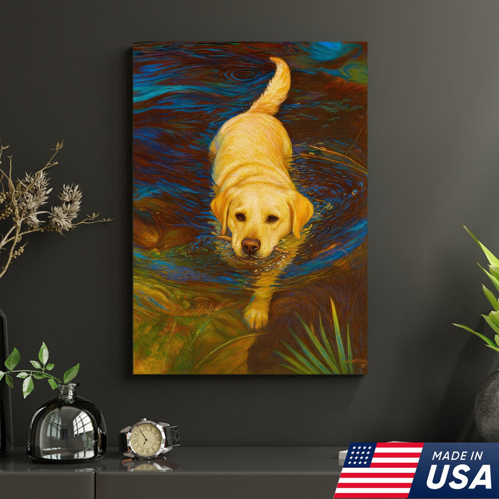 Yellow Labrador Retriever Wall Art – Dog Lover Gift, Pet Decor Canvas for Home & Cabin Style
