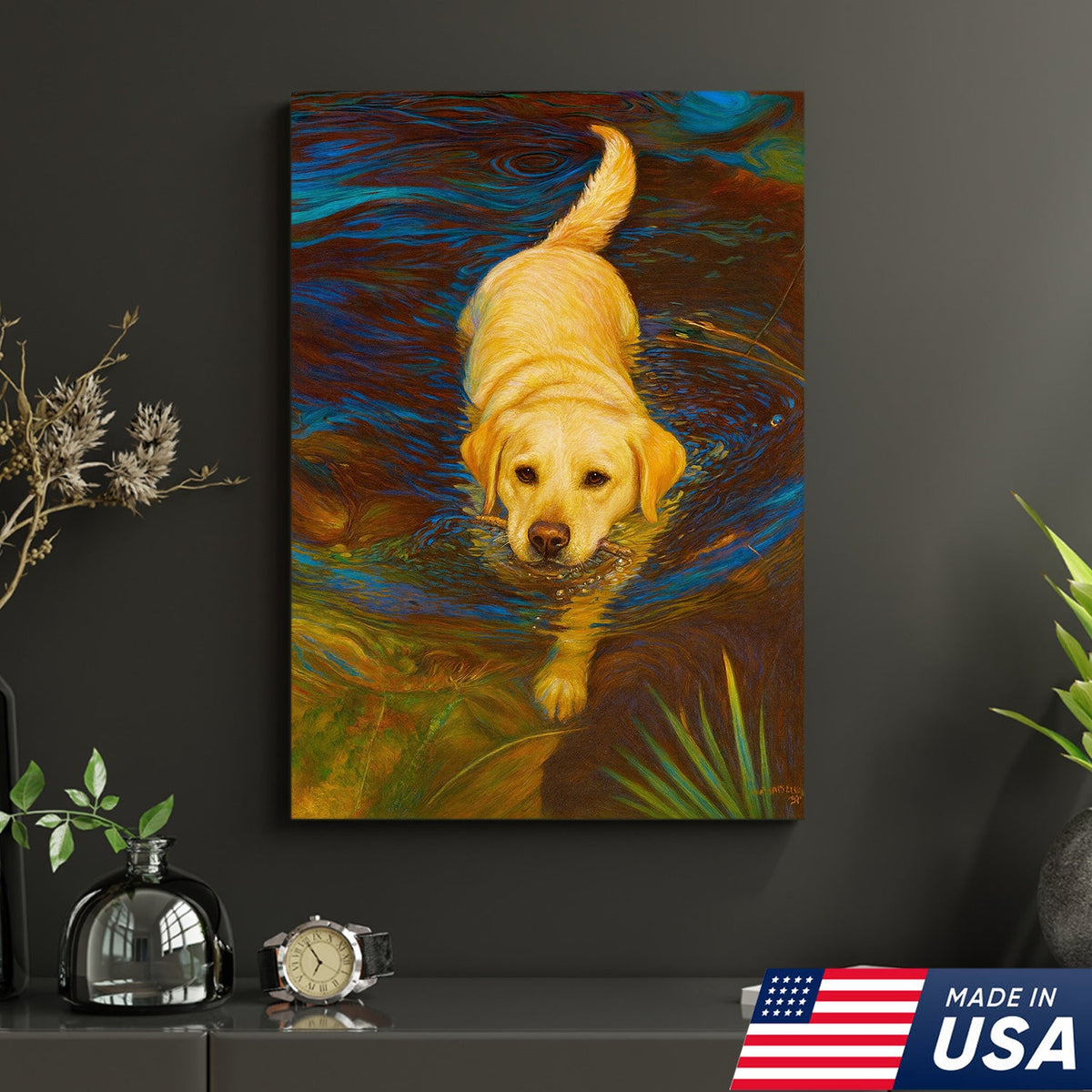 Yellow Labrador Retriever Wall Art – Dog Lover Gift, Pet Decor Canvas for Home & Cabin Style