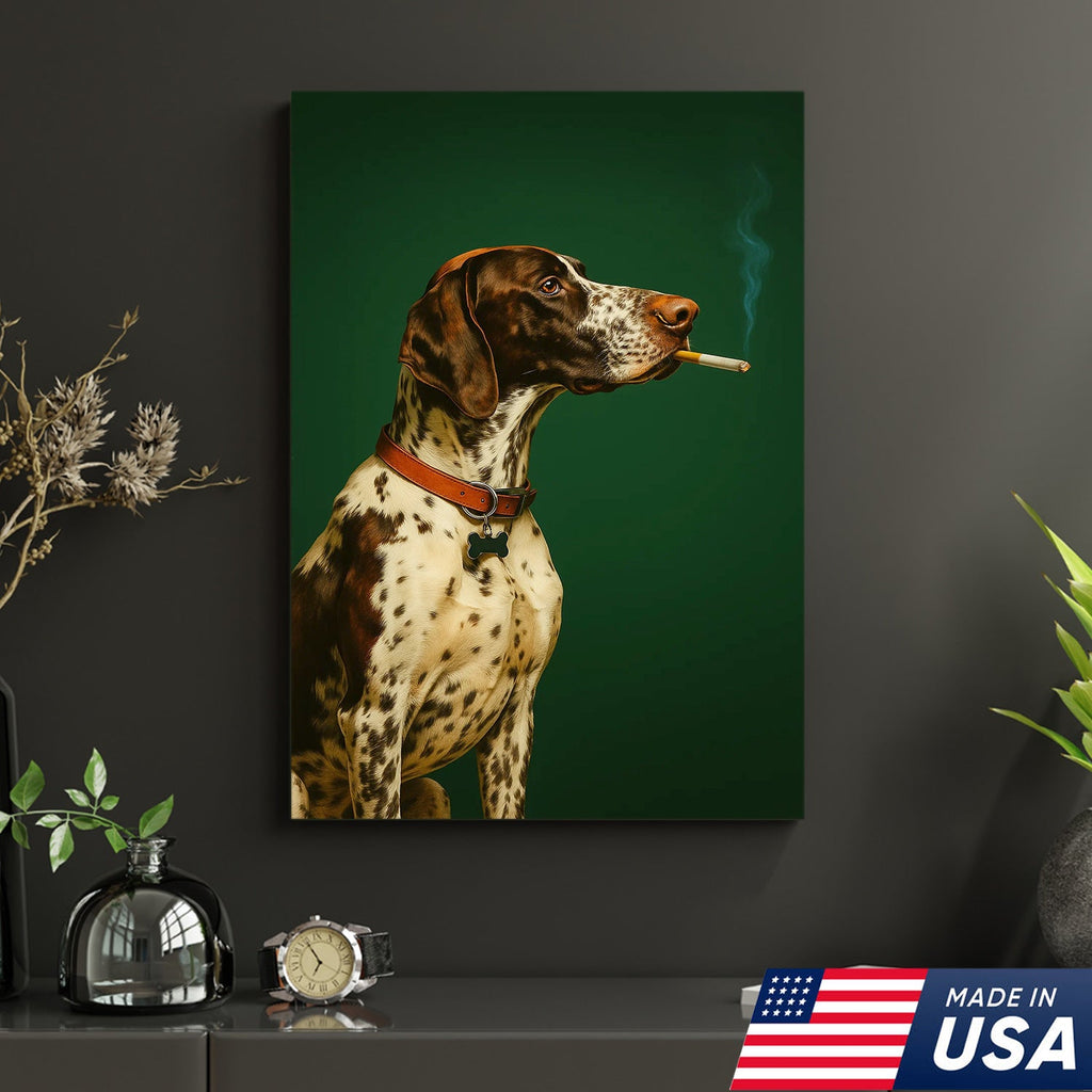 Funny Dog Canvas Wall Art, German Shorthaired Pointer Portrait