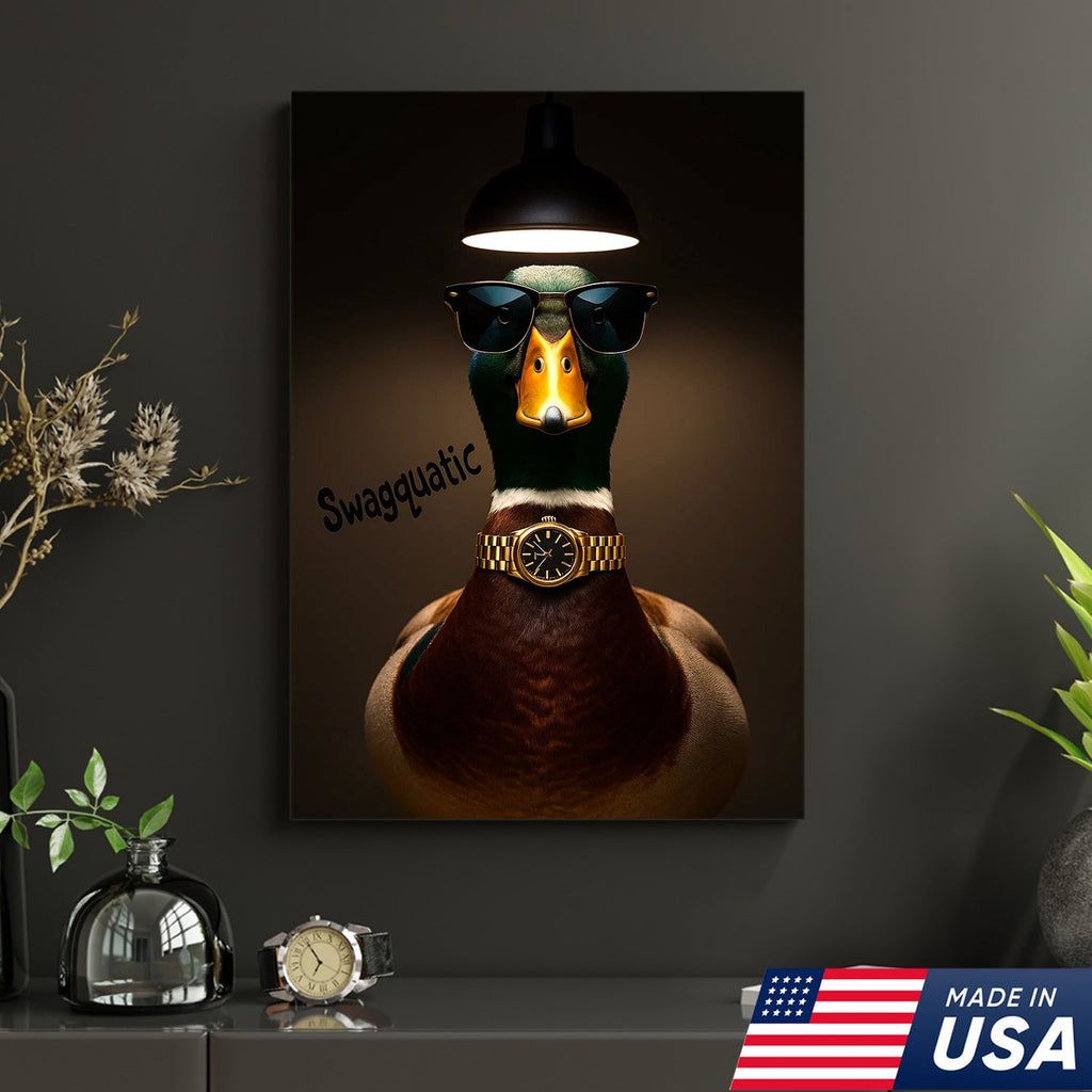 Swag Duck Canvas Art – Cool Duck with Sunglasses & Gold Watch