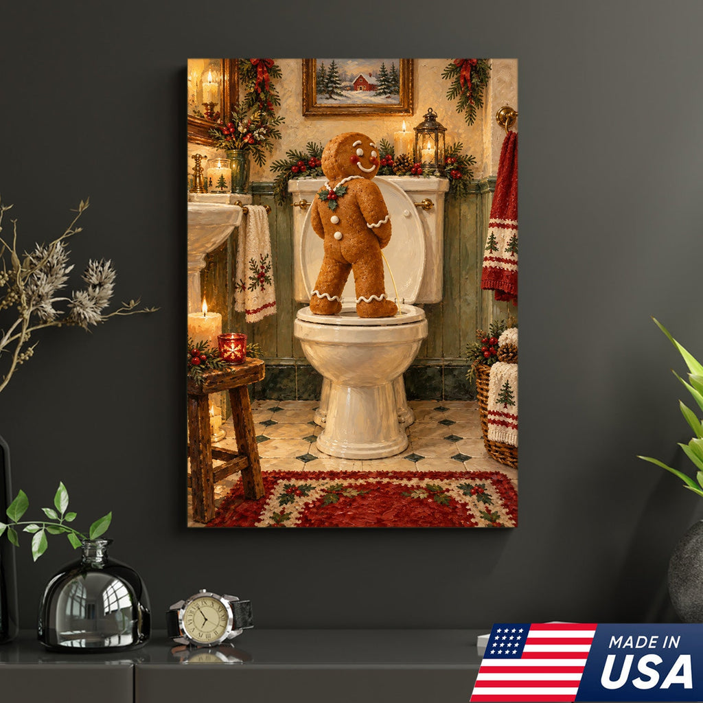 Naughty Gingerbread Christmas Canvas