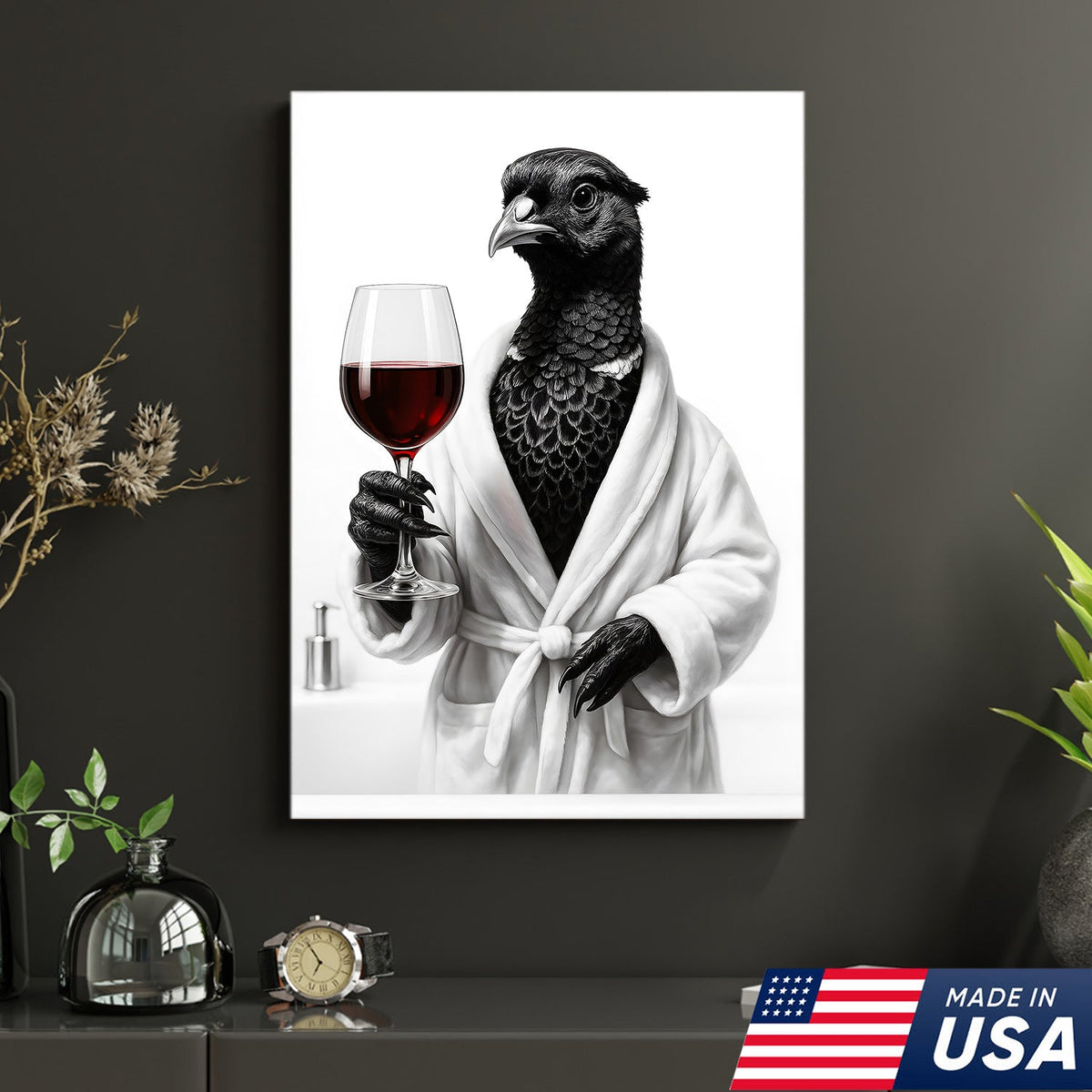 Funny Pheasant Bathroom Chill Canvas Wall Art – Unique Gift for Hunters, Bird Lovers