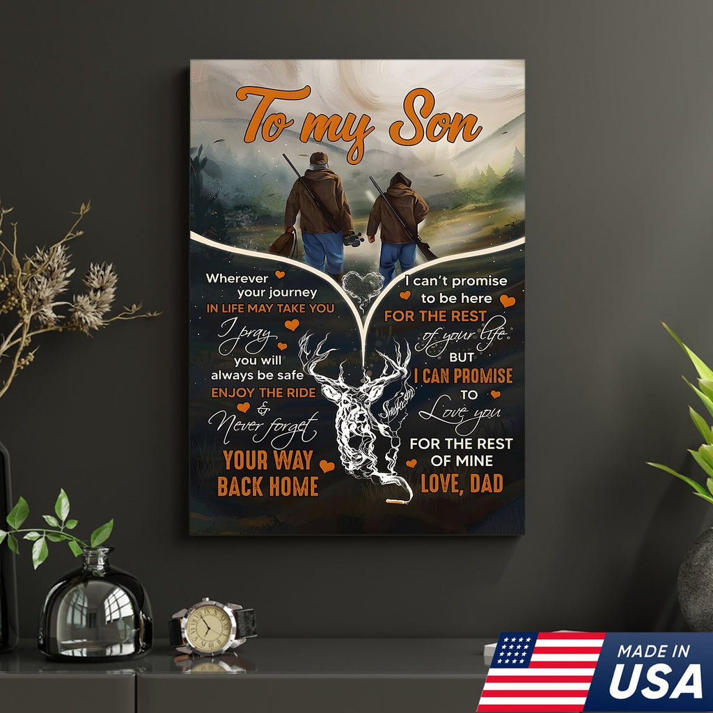 Personalized To My Son Hunting Canvas Wall Art – Gift from Dad to Son, Hunting Deer Canvas