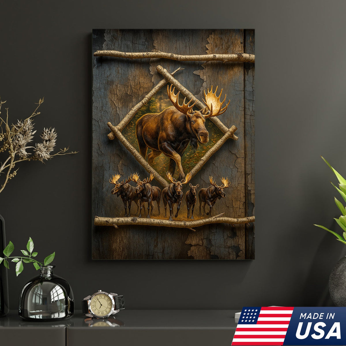 Majestic Moose Canvas Wall Art – Rustic Cabin Decor & Perfect Gift for Hunters