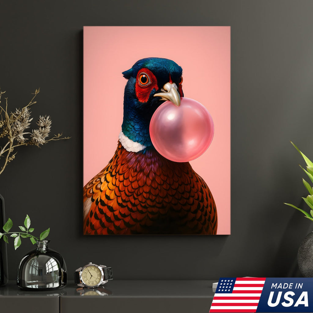 Funny Pheasant Canvas Wall Art – Unique Hunting Cabin Decor & Perfect Gift for Hunters