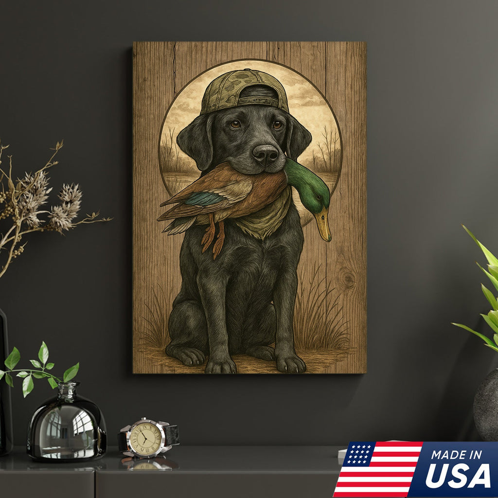 Duck Hunting Dog Still Life Canvas – Rustic Cabin Wall Art for Hunters & Outdoorsmen