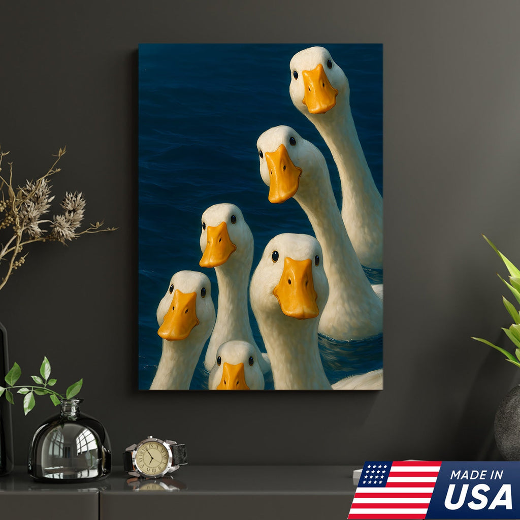 Funny Duck Canvas Wall Art – Quirky Farmhouse & Hunting Cabin Decor, Perfect Gift for Hunters
