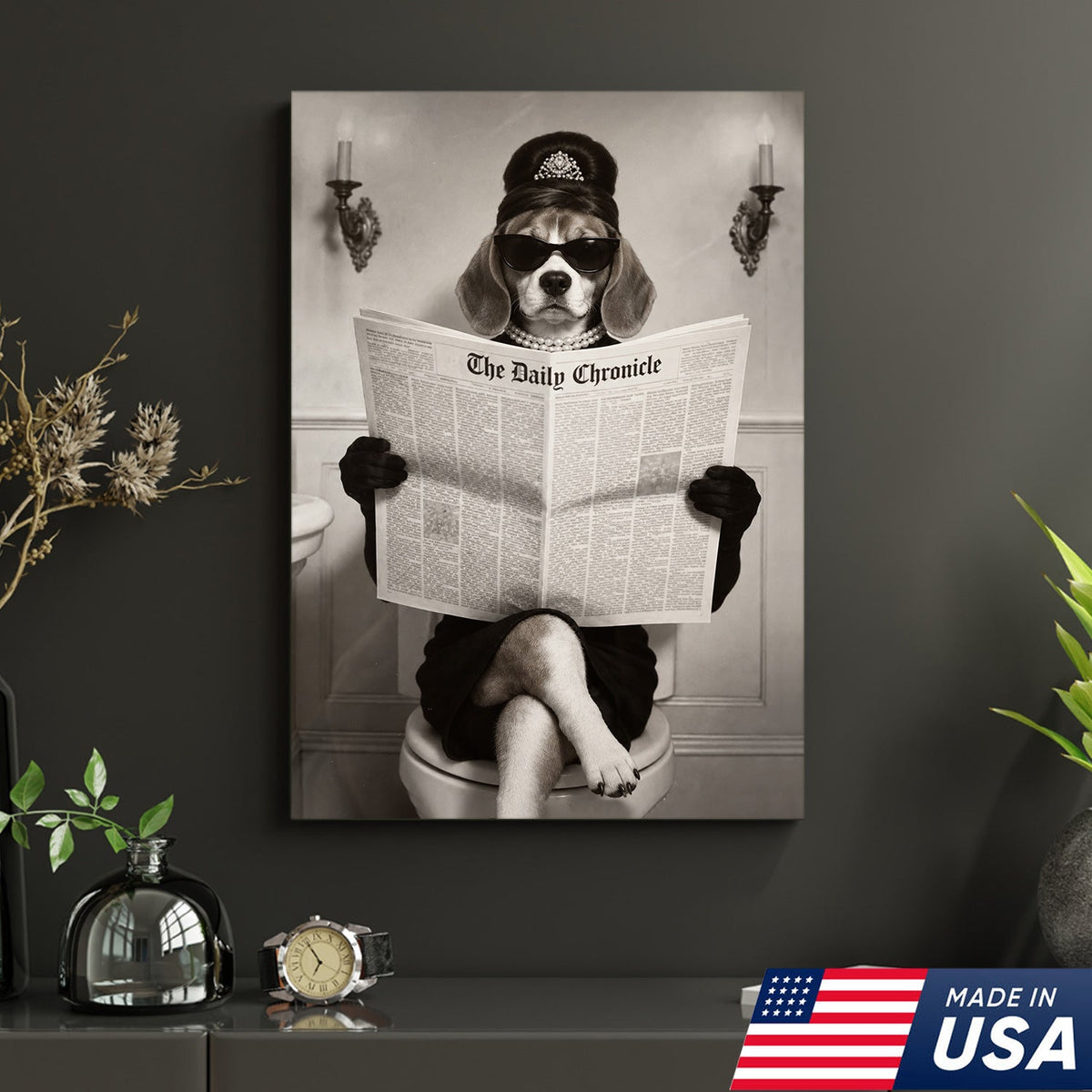 Classy Beagle Bathroom Canvas