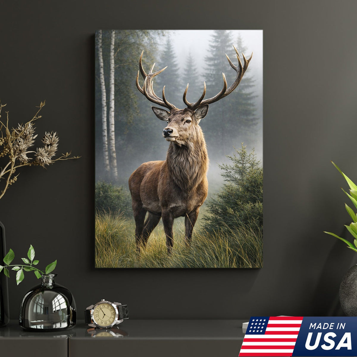 Deer Wall Art Canvas – Rustic Hunting Decor