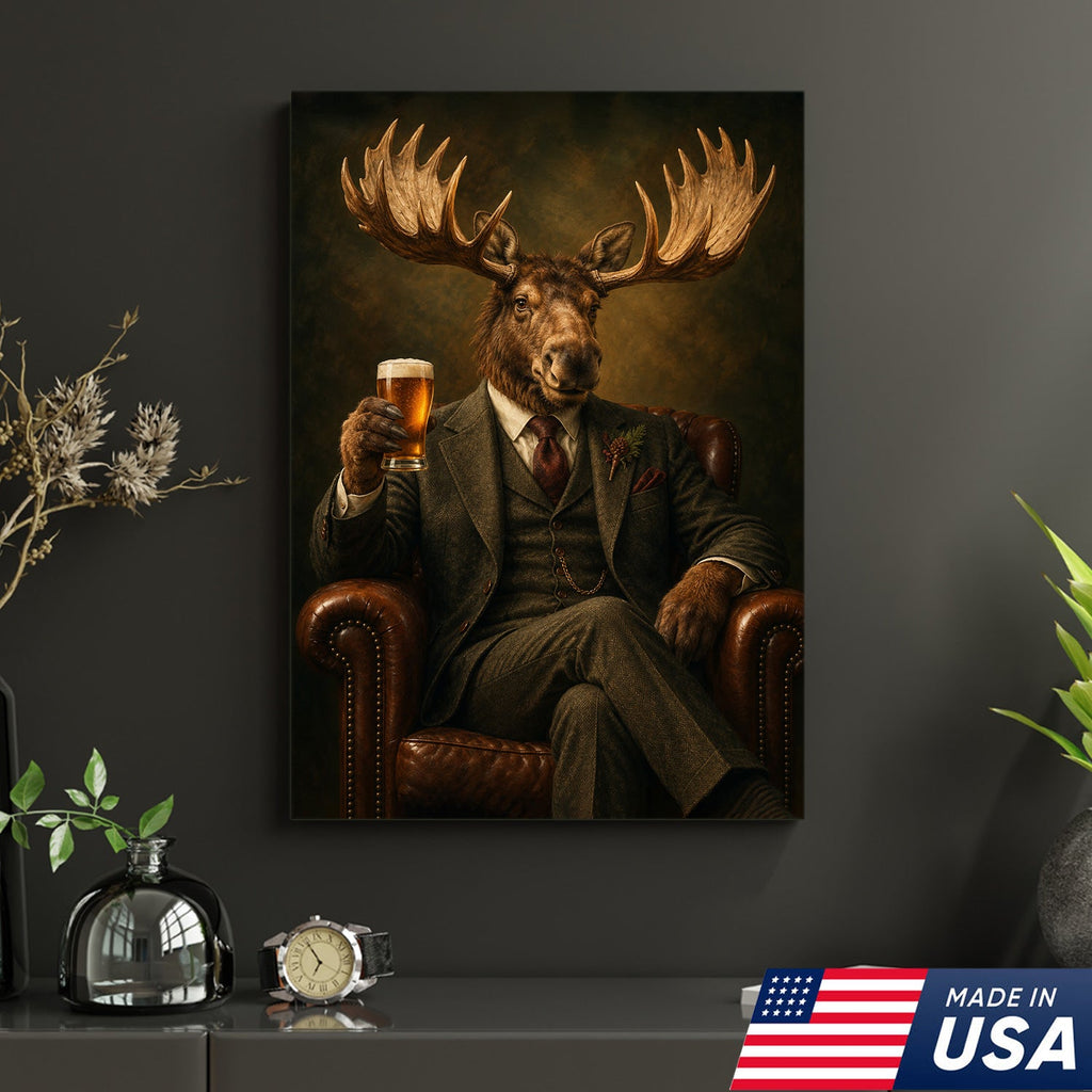 Regal Moose Gentleman Canvas