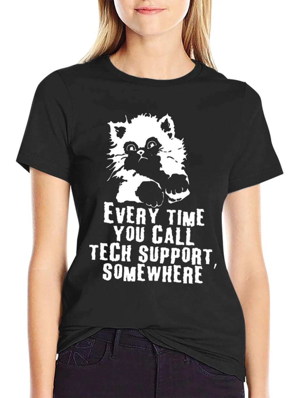 Tech Support Cat Graphic Tee - Black product image 2