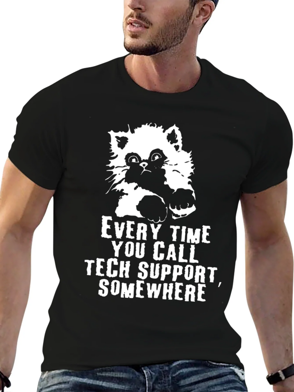 Tech Support Cat Graphic Tee - Black product image 6