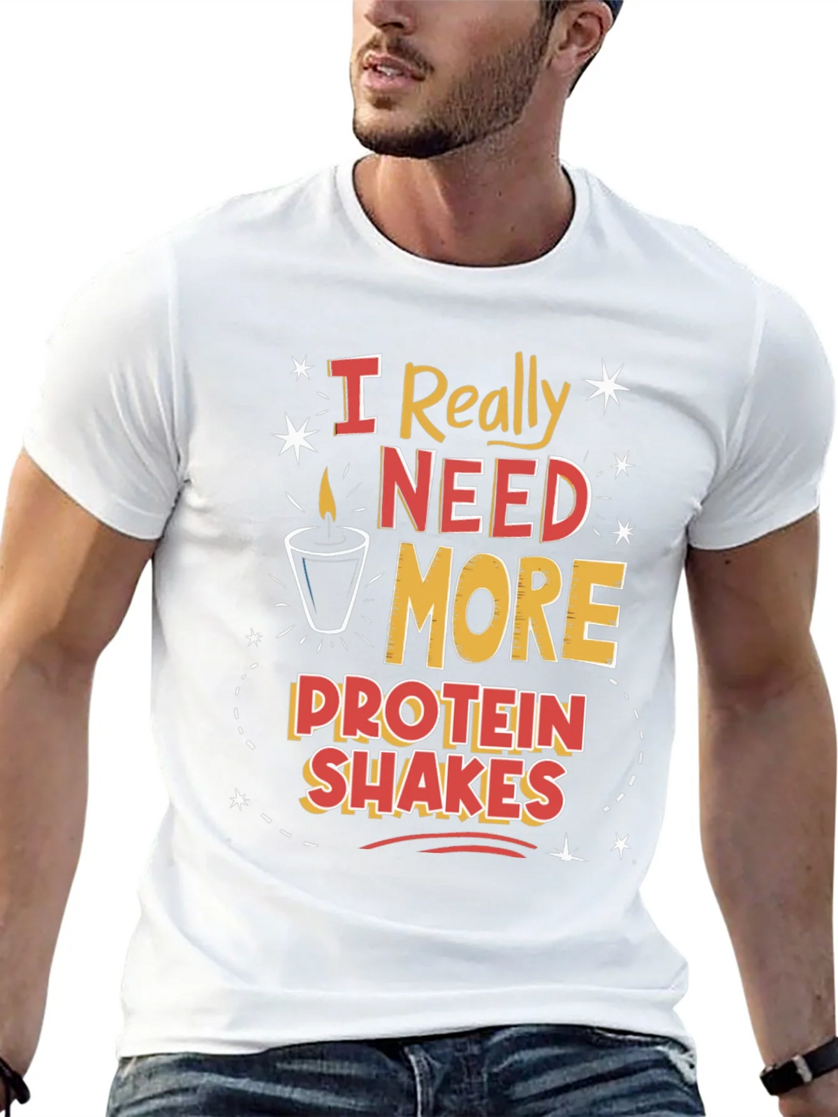 I Need More Protein Shakes Graphic Tee product image 7