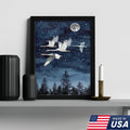 Moonlit Swan Flight Canvas