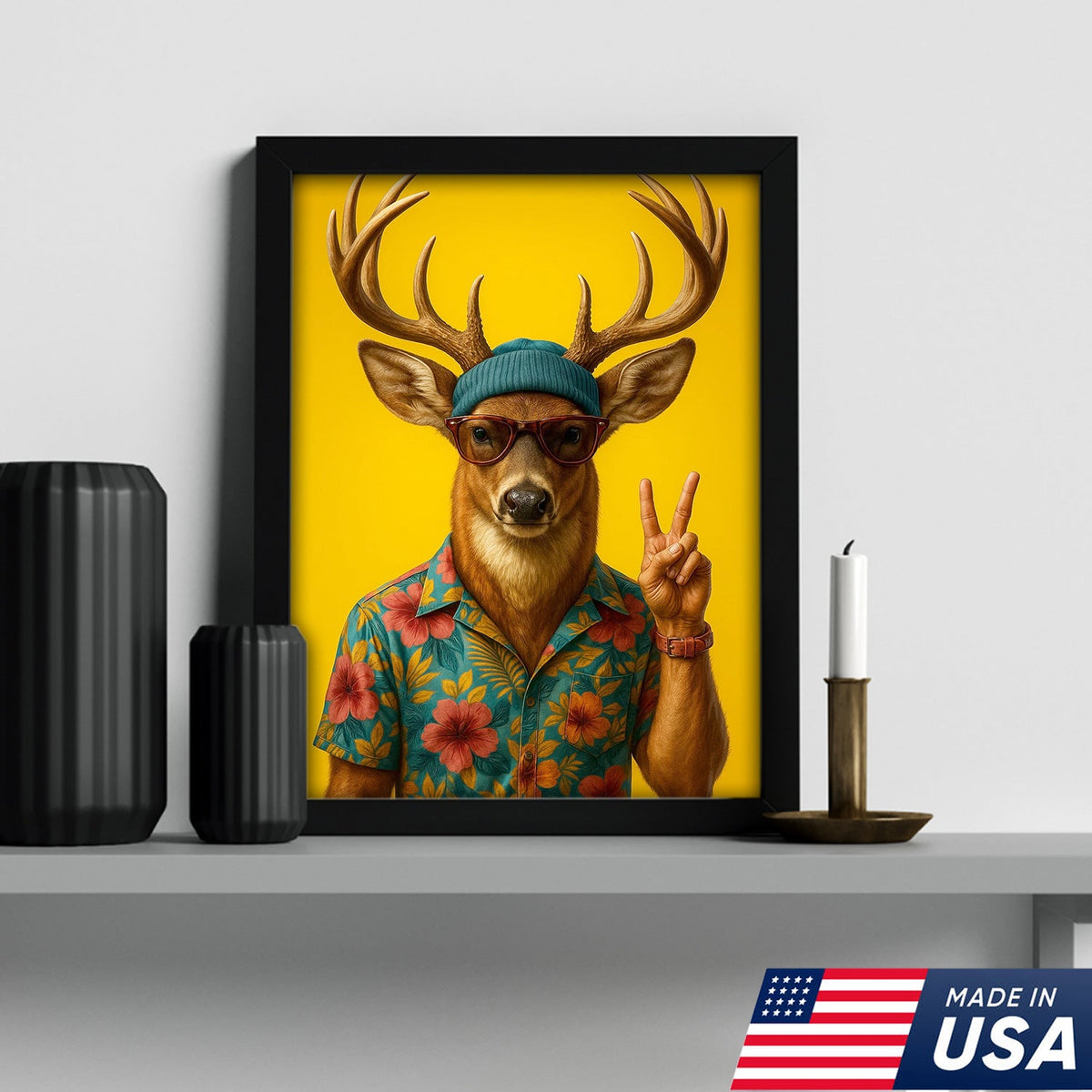 Cool Deer with Hawaiian Shirt Wall Art – Funny Animal product image 10