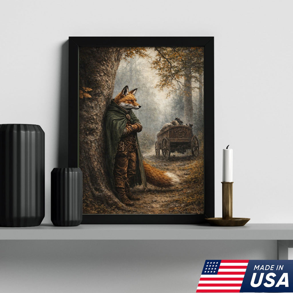 Forest Ranger Fox Canvas Wall Art, Woodland Adventure Fox Illustration