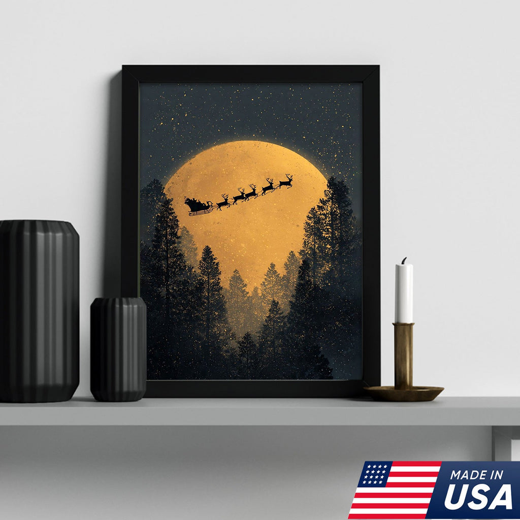 Golden Moon Santa Canvas