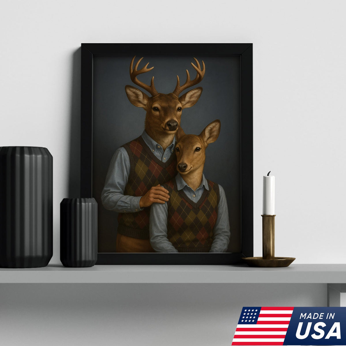 Funny Step Brothers Deer Portrait Family Canvas