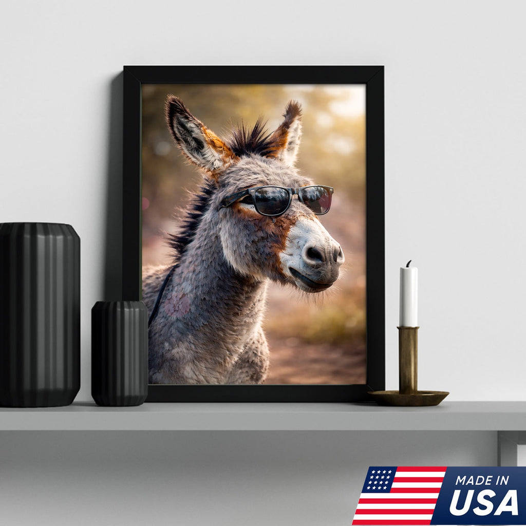 Funny Donkey With Sunglasses Canvas Wall Art – Farm Animal Funny Farmhouse Decor