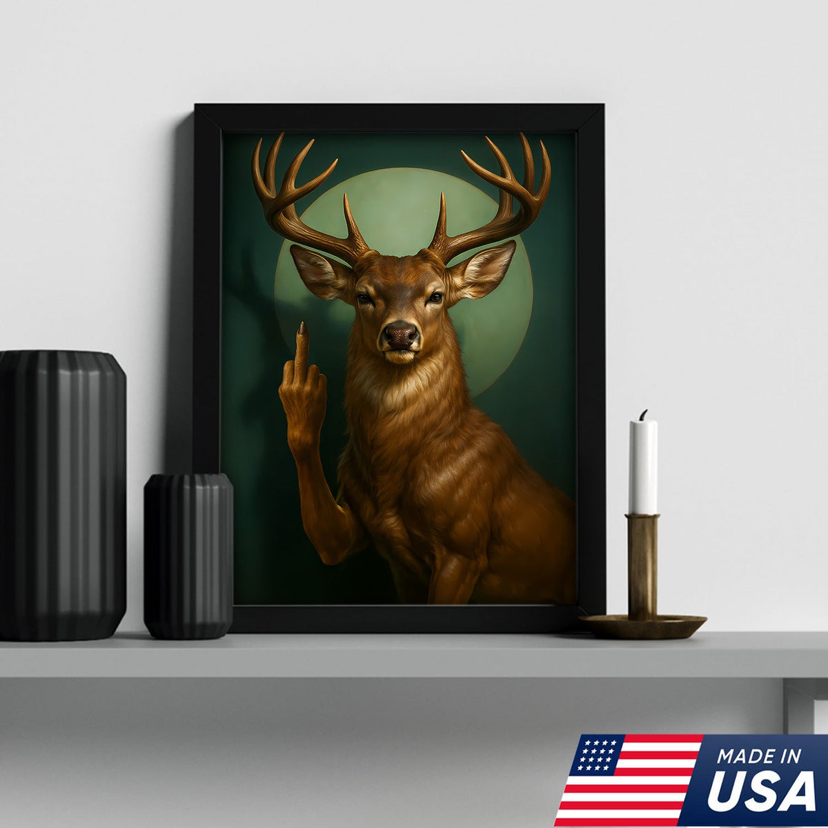 Funny Fukin Deer Wall Art – Sarcastic Wildlife Canvas for Hunters, Man Cave & Cabin Decor