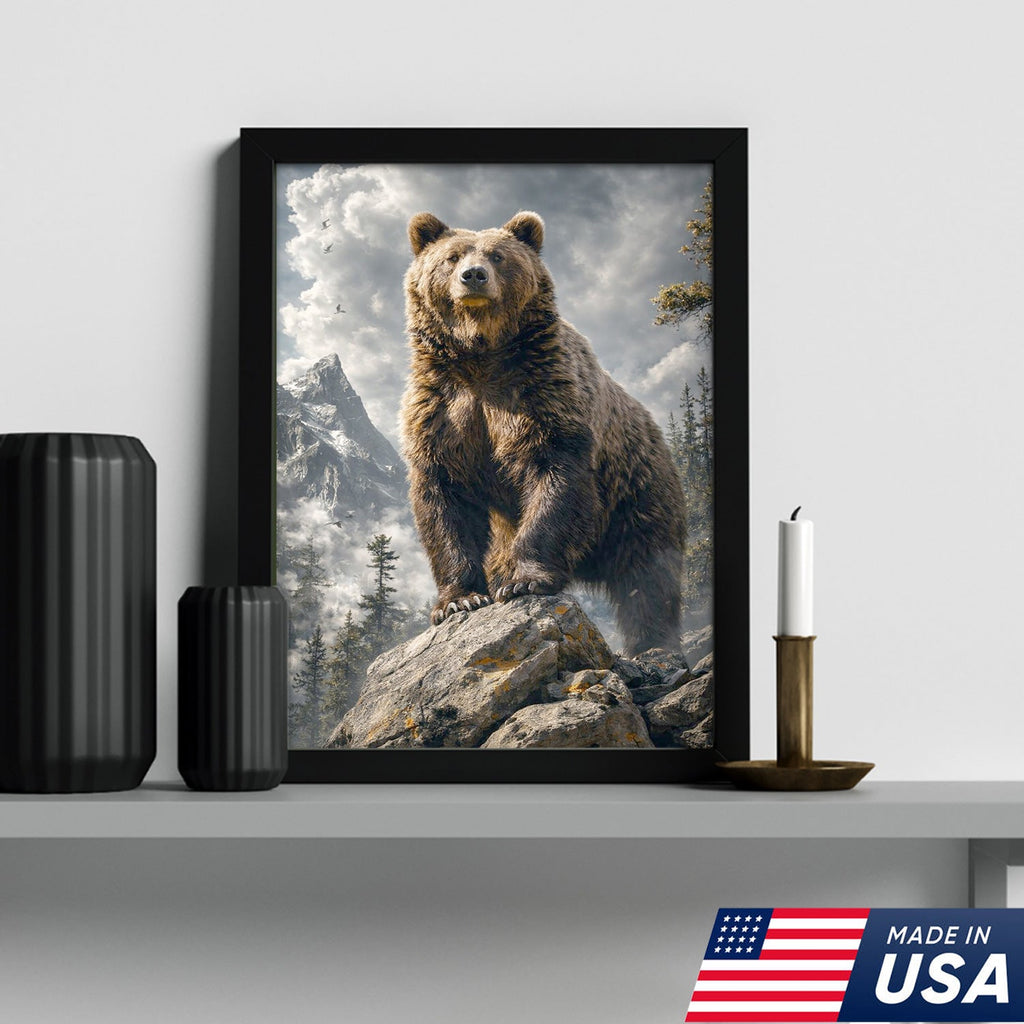 Majestic Bear Canvas Wall Art – Mountain Wilderness Animal Decor for Rustic Home