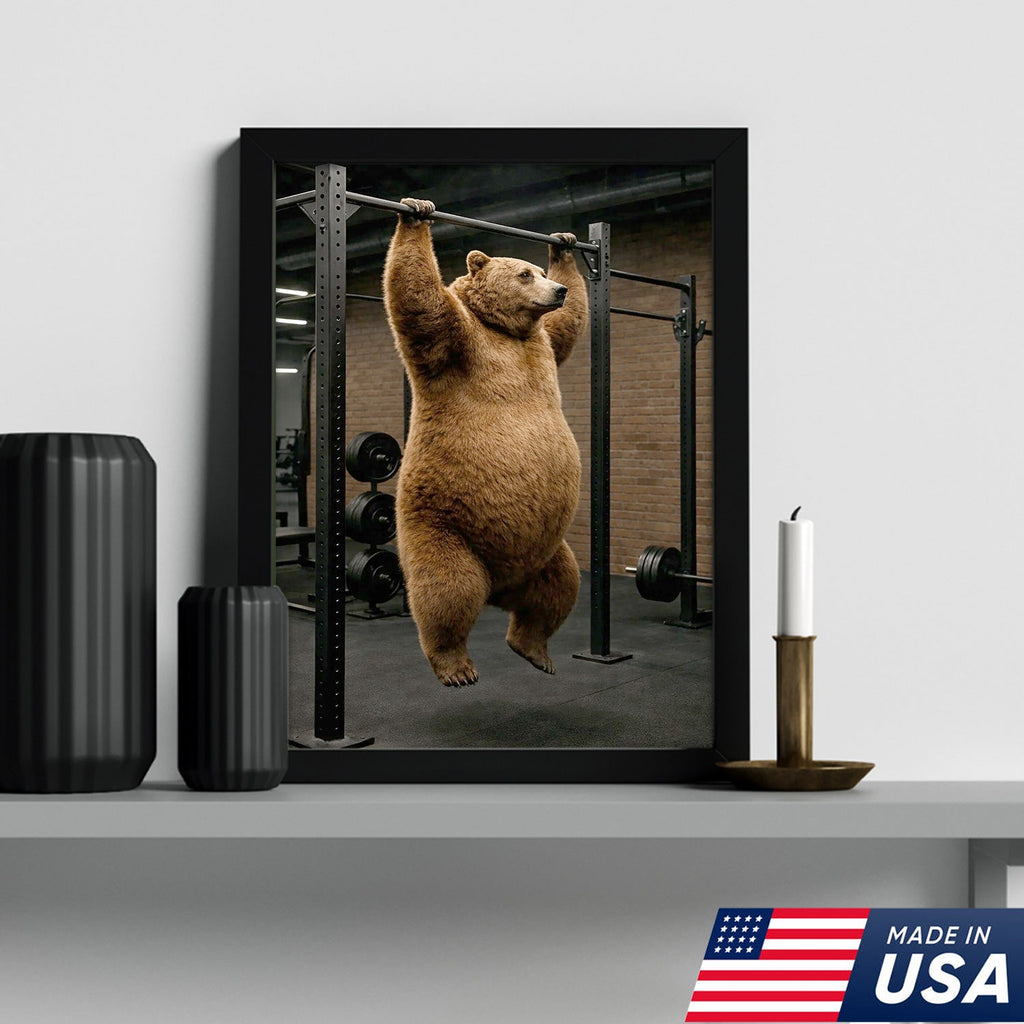 Strong Bear Gym Canvas Wall Art – Realistic Animal Workout Print