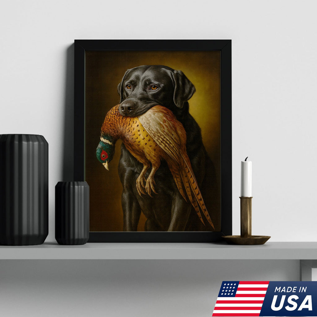 Hunting Dog Wall Art Canvas – Retriever & Pheasant Canvas Print for Hunters, Rustic Cabin Decor