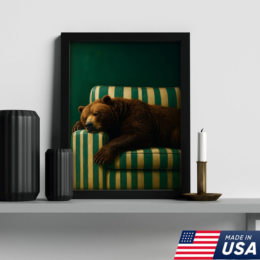 Funny Bear Canvas Wall Art – Rustic Cabin Decor & Perfect Gift for Hunters or Outdoorsmen