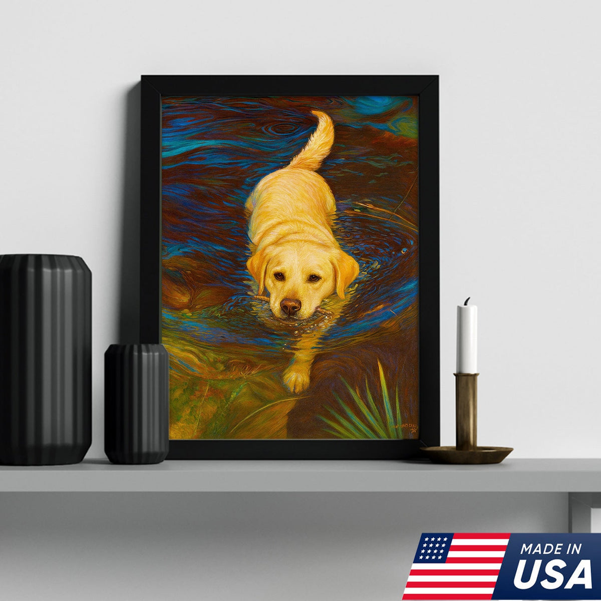 Yellow Labrador Retriever Wall Art – Dog Lover Gift, Pet Decor Canvas for Home & Cabin Style