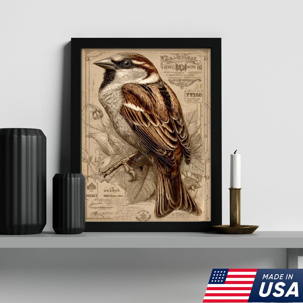 Vintage Sparrow Elegance Canvas