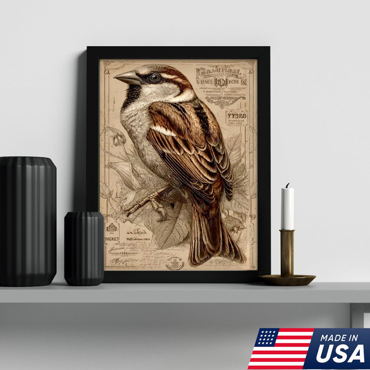 Vintage Sparrow Elegance Canvas