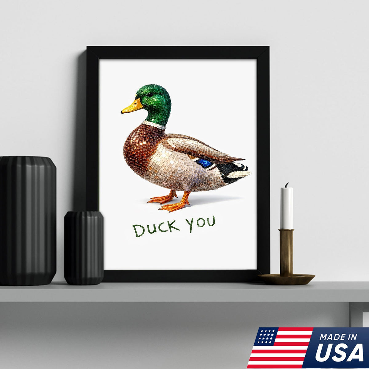 Funny Duck Canvas Wall Art – “Duck You” Sarcastic Animal Decor for Home or Office