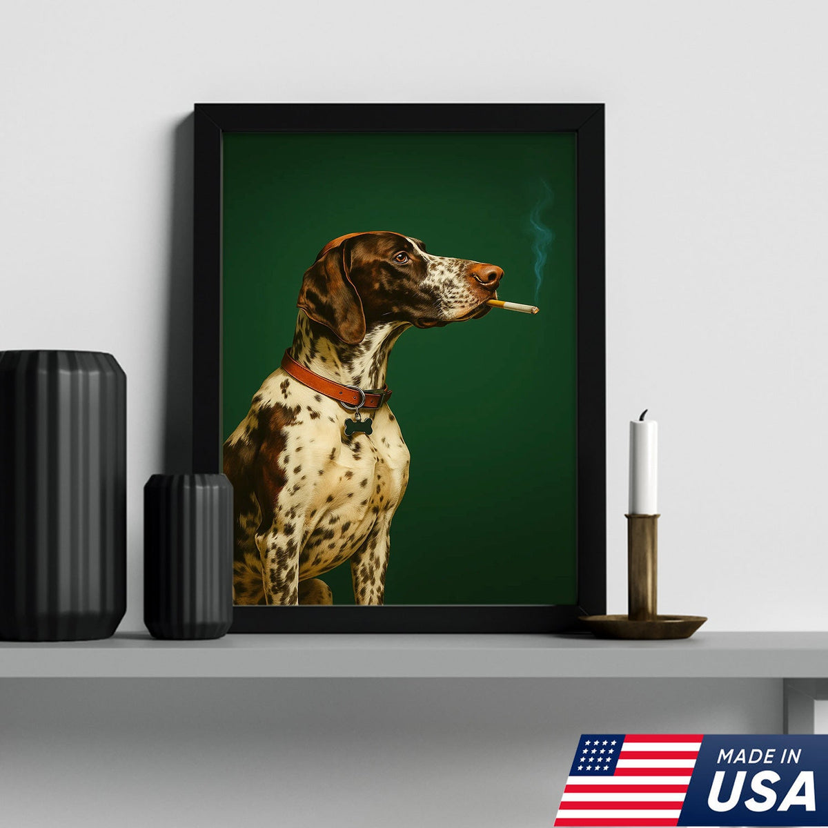 Funny Dog Canvas Wall Art, German Shorthaired Pointer Portrait
