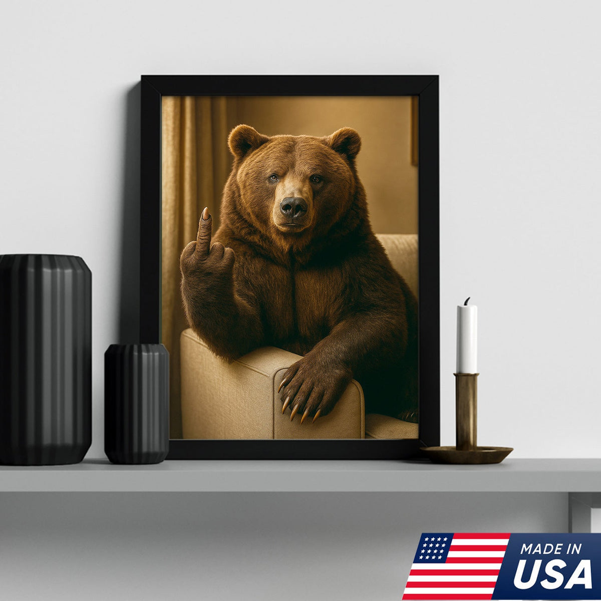 Funny Fukin' Bear Canvas – Funny Rude Animal Wall Art, Savage Man Cave Decor