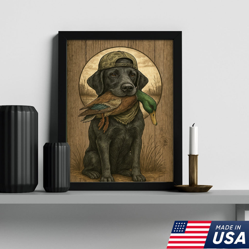 Duck Hunting Dog Still Life Canvas – Rustic Cabin Wall Art for Hunters & Outdoorsmen