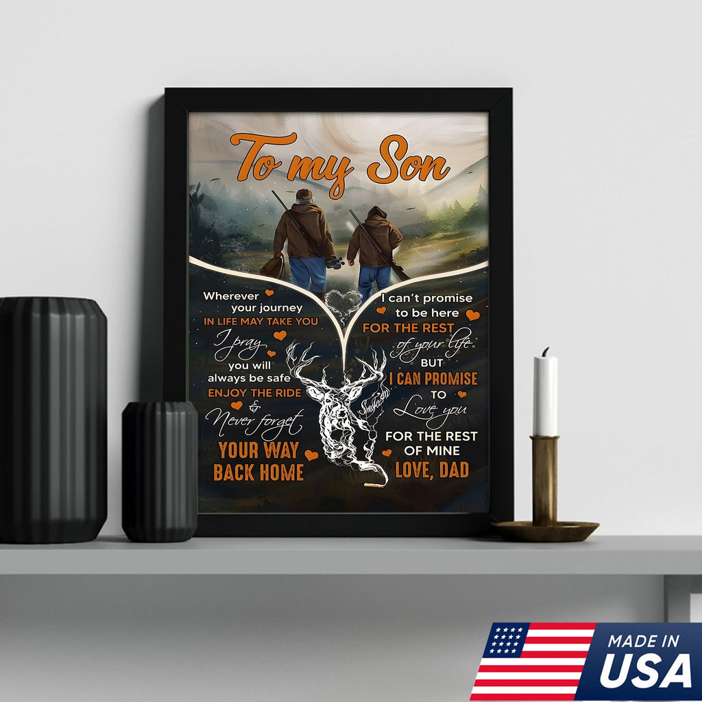 Personalized To My Son Hunting Canvas Wall Art – Gift from Dad to Son, Hunting Deer Canvas