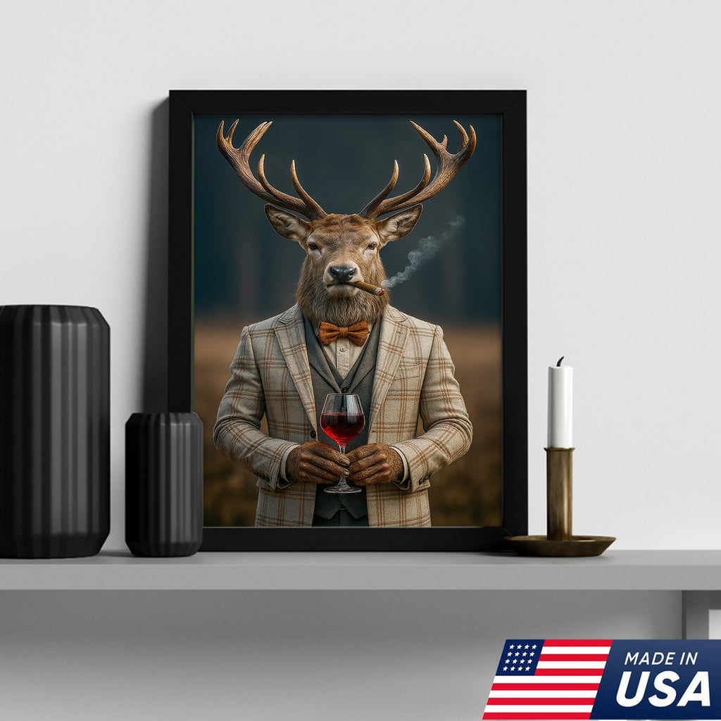 Gentleman Deer Portrait Canvas – Rustic Lodge Wall Art for Hunters & Outdoorsmen