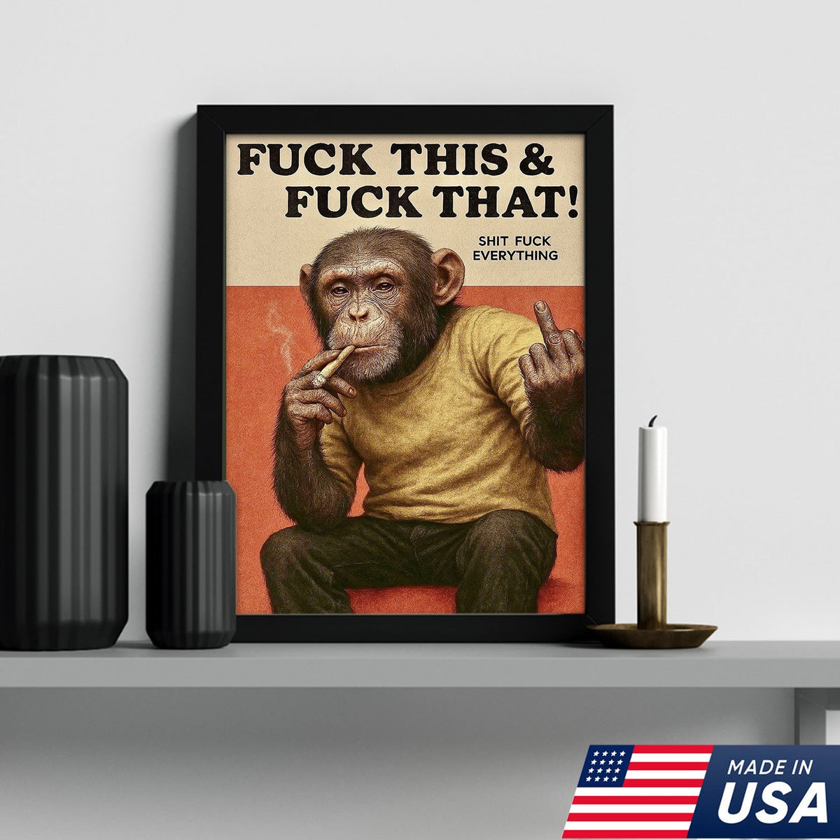 Funny Rude Monkey Canvas Wall Art – Savage Monkey Quote Art