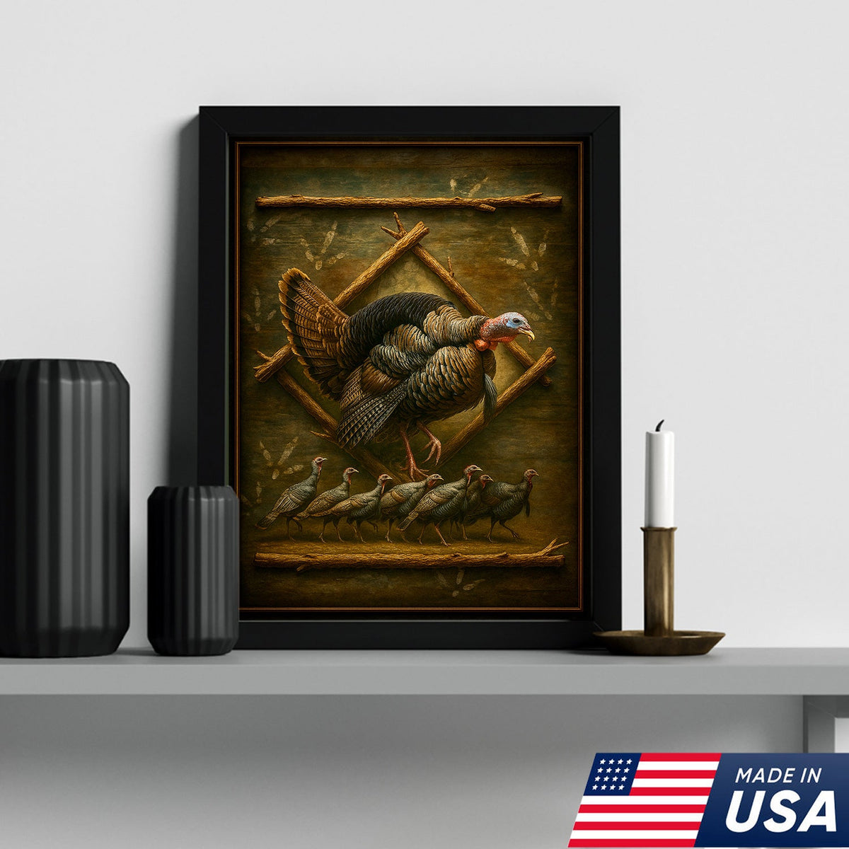 Wild Turkey Canvas Wall Art – Rustic Farmhouse Decor & Perfect Gift for Hunters