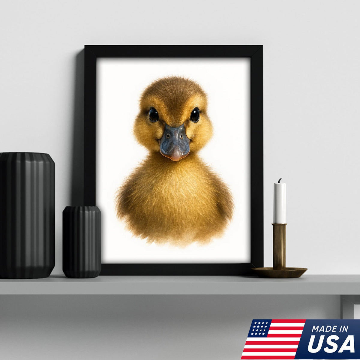 Minimalist Duckling Canvas Wall Art, Cute Baby Duck Portrait, Modern Animal Nursery Print