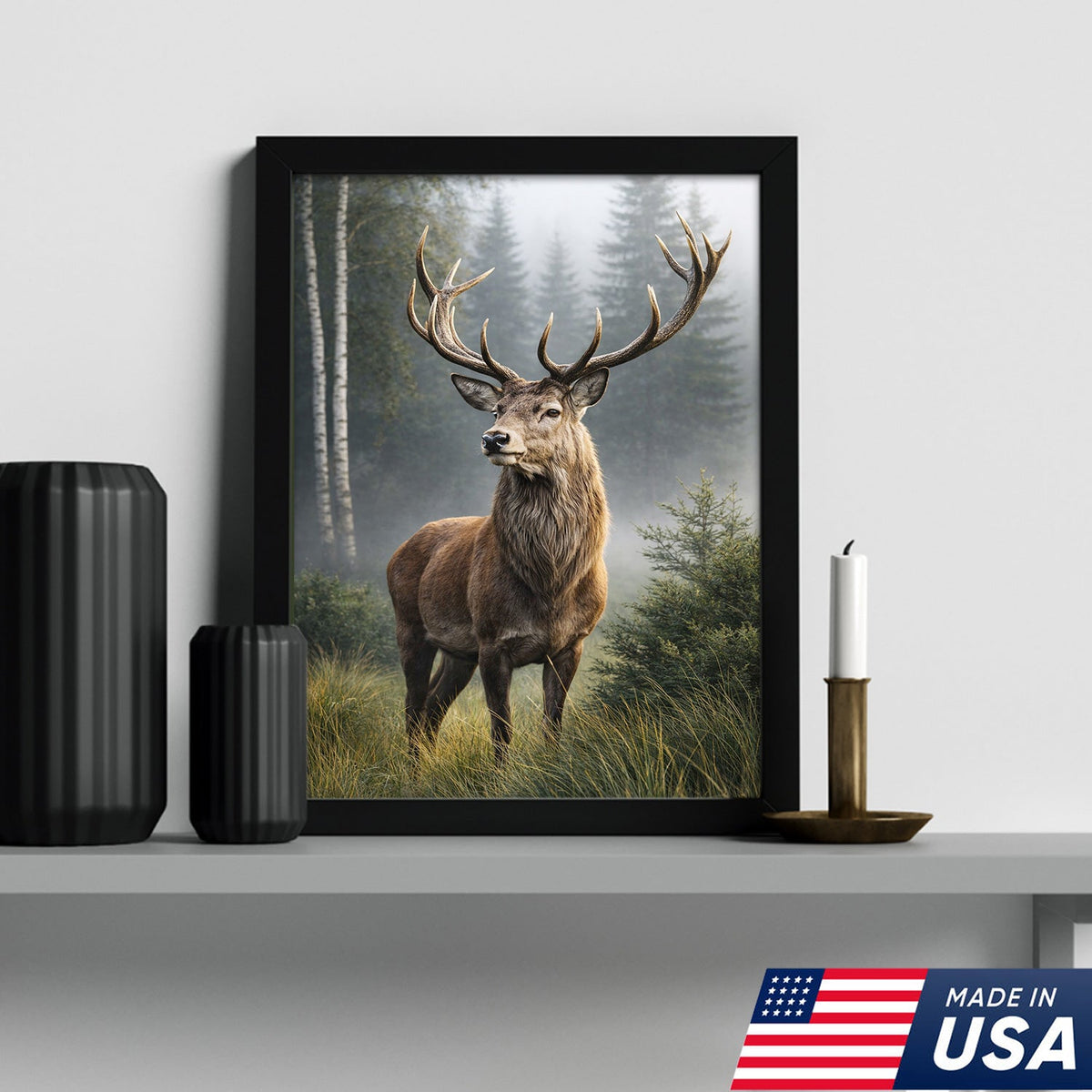 Deer Wall Art Canvas – Rustic Hunting Decor
