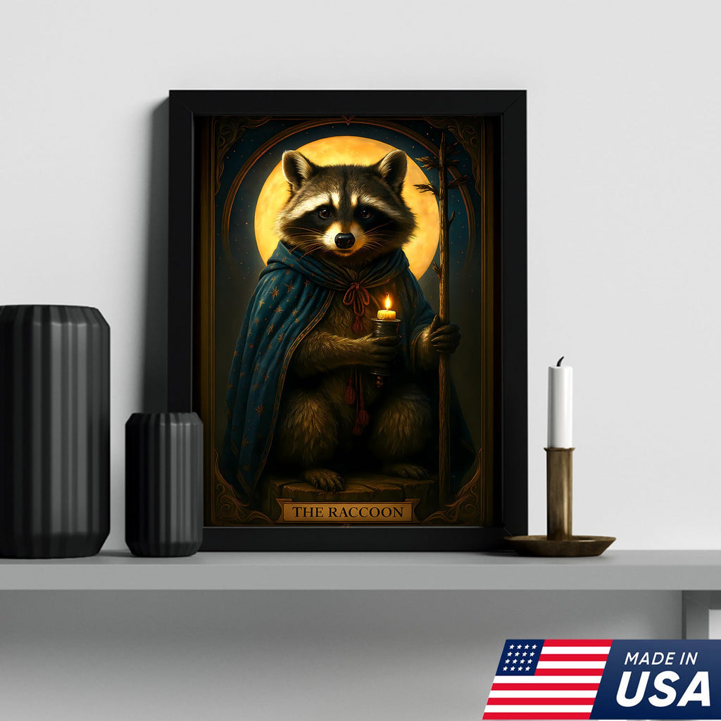 The Raccoon Candle Wall Art Canvas – Unique Fantasy Animal Wall Art Gift for Wildlife & Nature Lovers