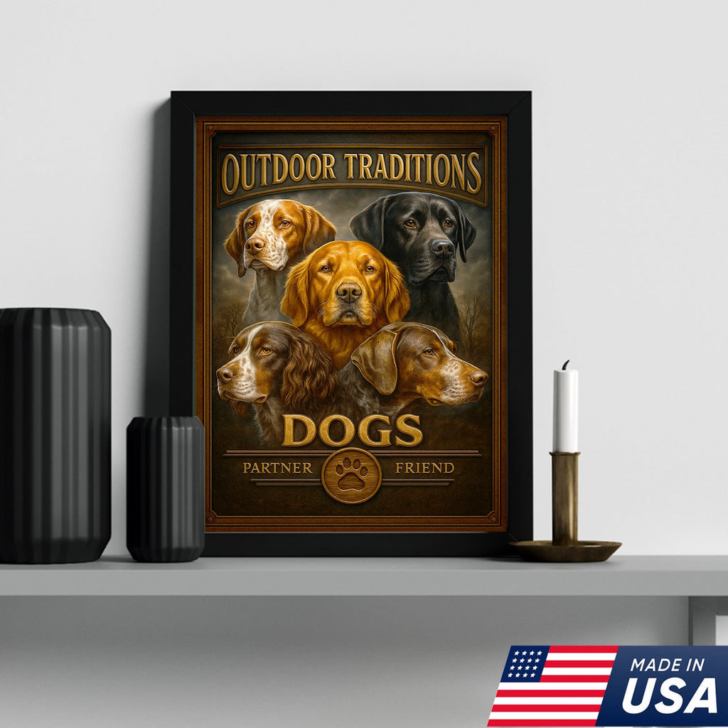 Outdoor Traditions Hunting Dog Canvas Wall Art – Rustic Cabin Decor & Gift for Hunters